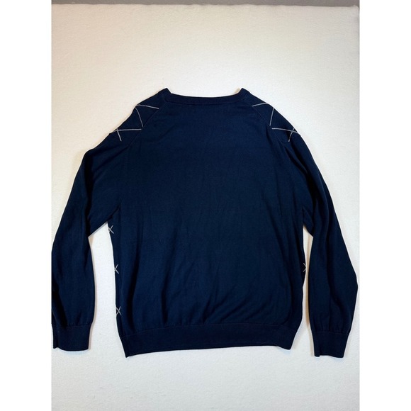 Perry Ellis Mens XL Sweater Blue Argyle Long Sleeve Cotton Blend Pullover - Picture 3 of 3